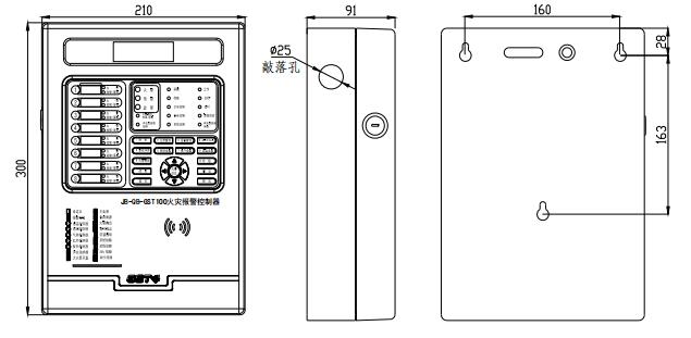 湖南海湾JB-QB-GST100湖南火灾报警控制器尺寸大小示意图